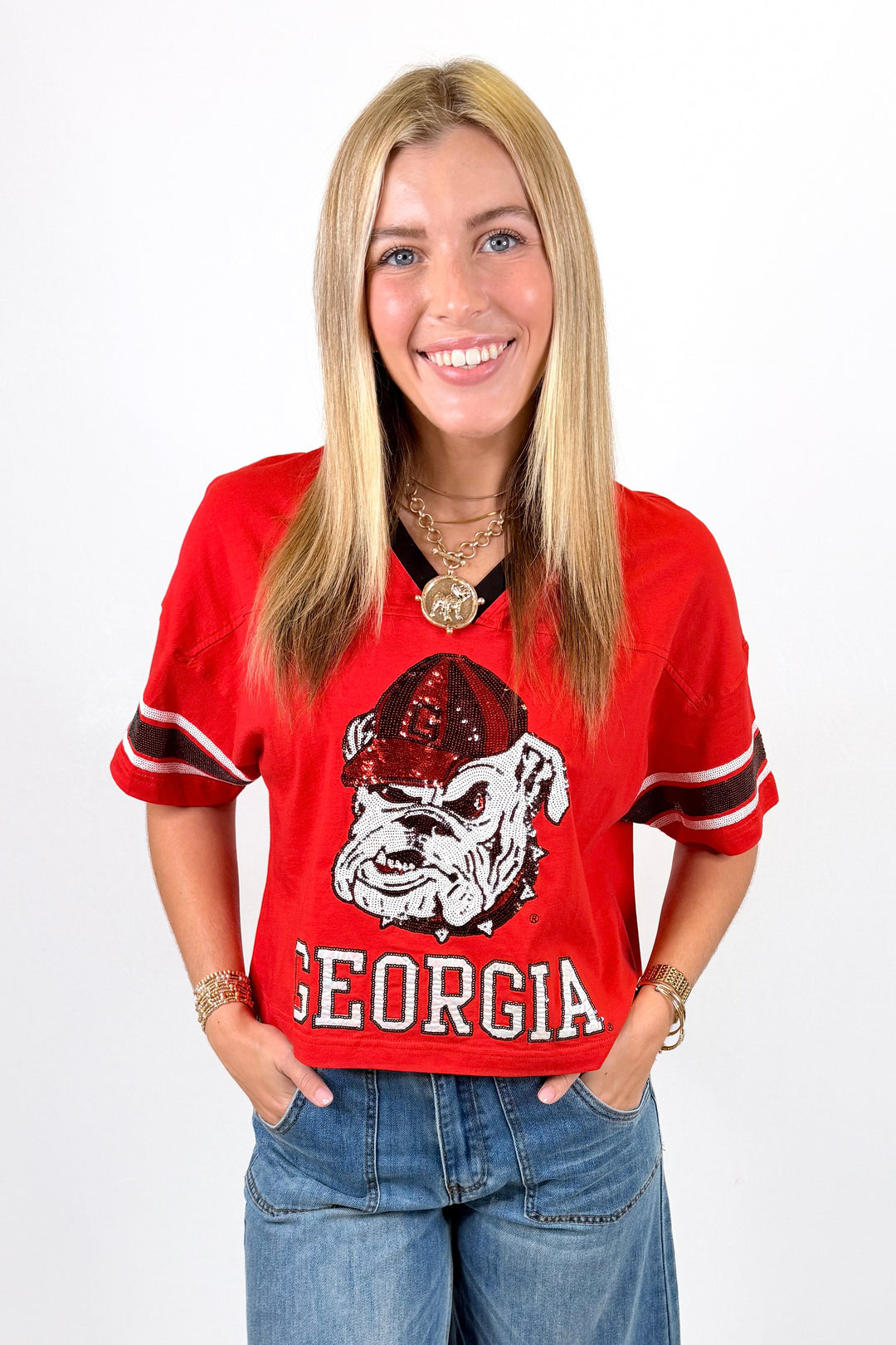 GEORGIA BLITZ SEQUIN JERSEY TEE