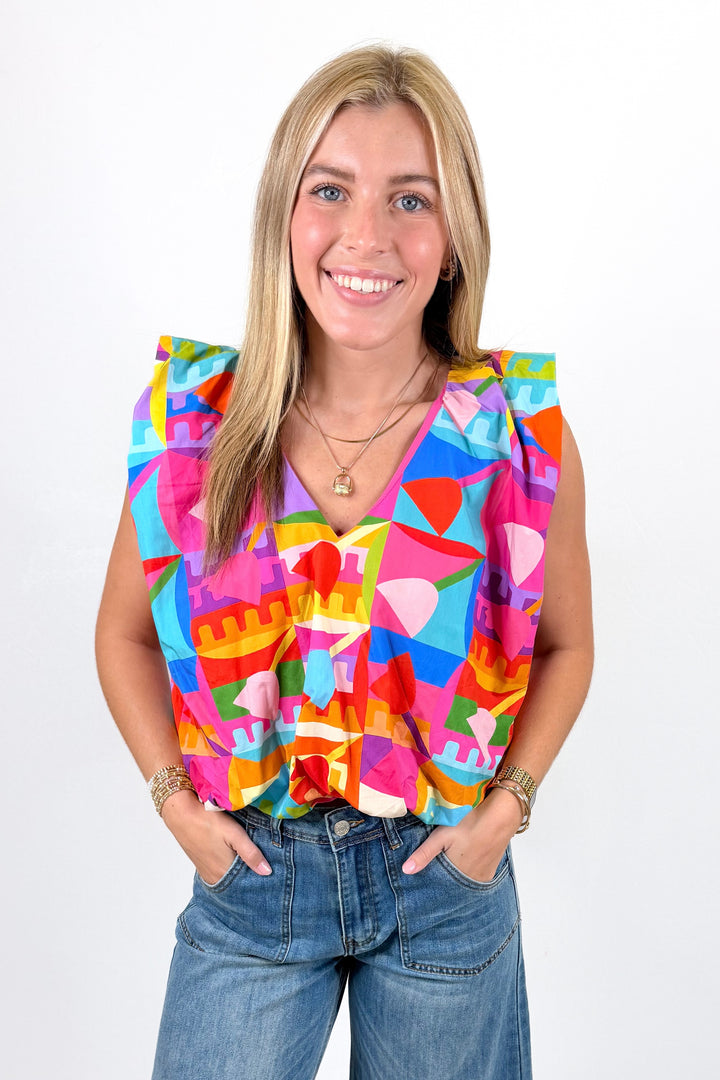 KARLIE: MULTI MODERN POP ART BUBBLE TOP