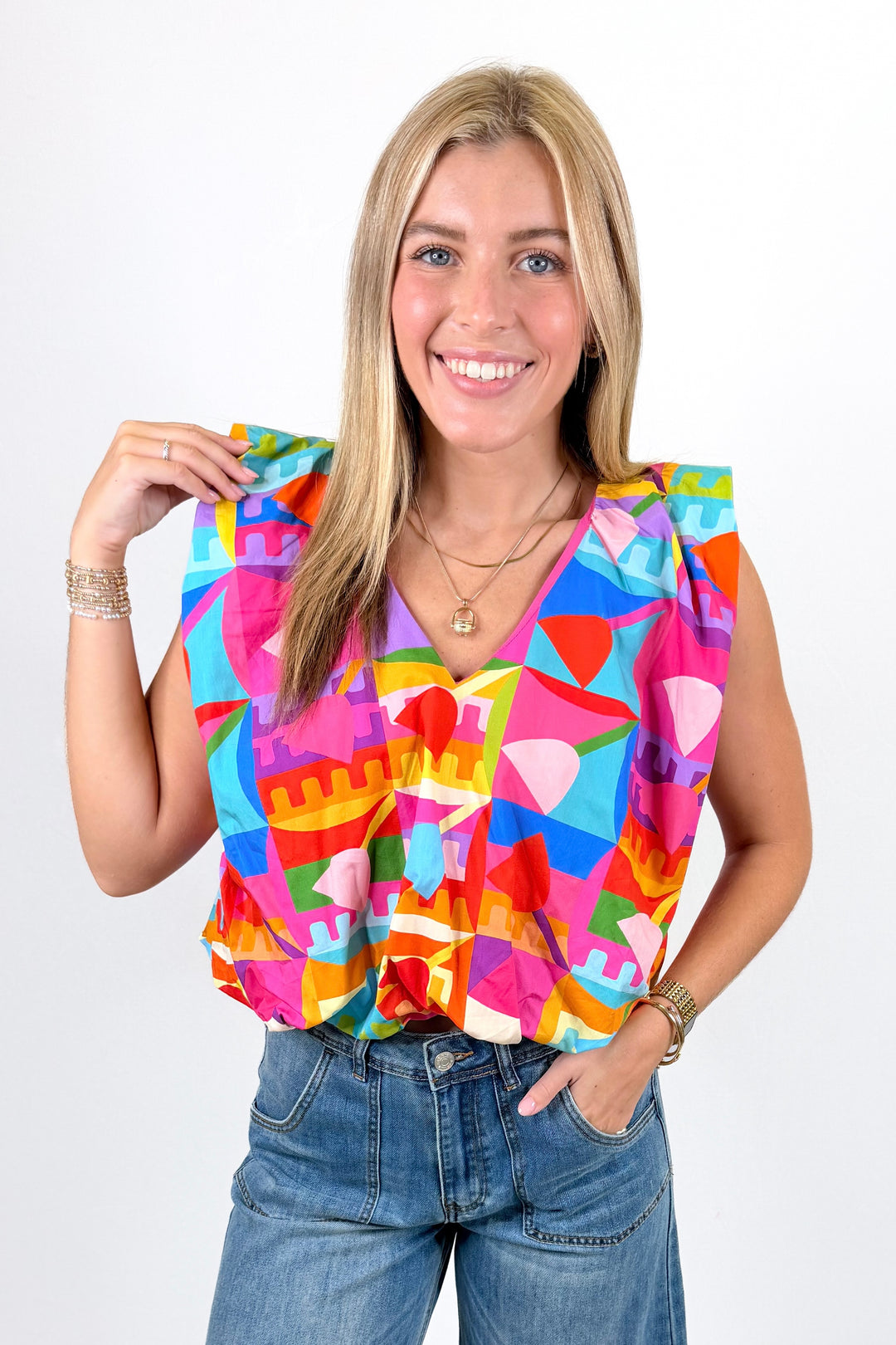 KARLIE: MULTI MODERN POP ART BUBBLE TOP