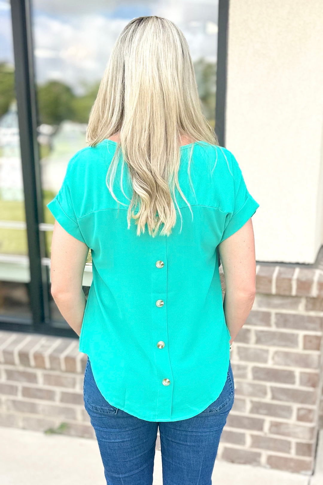 EMERALD SPLIT NECK TOP