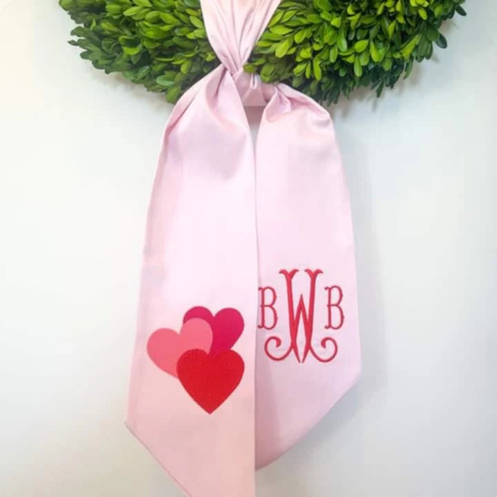 PINK SATEEN WREATH SASH