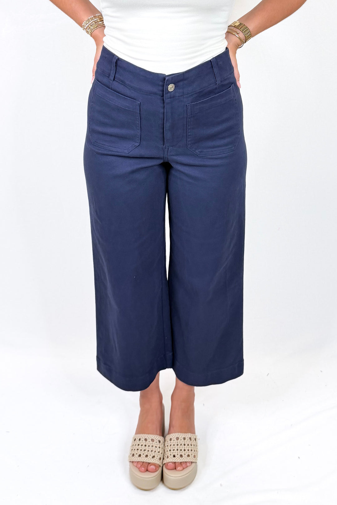 NAVY WIDE LEG PANTS
