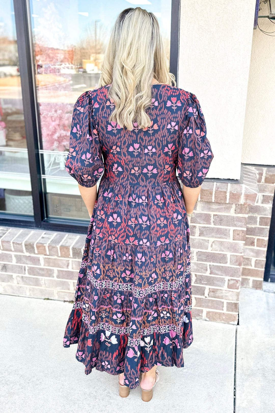 BROWN BELLFLOWER MAXI DRESS