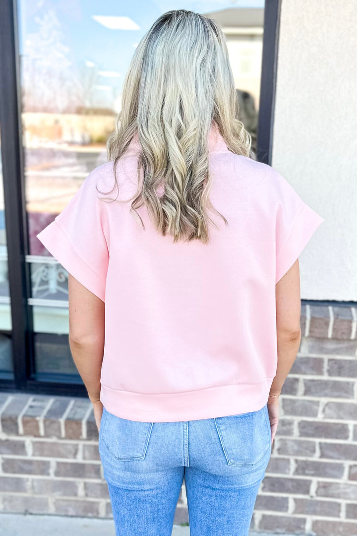 PINK HALF ZIP SCUBA TOP