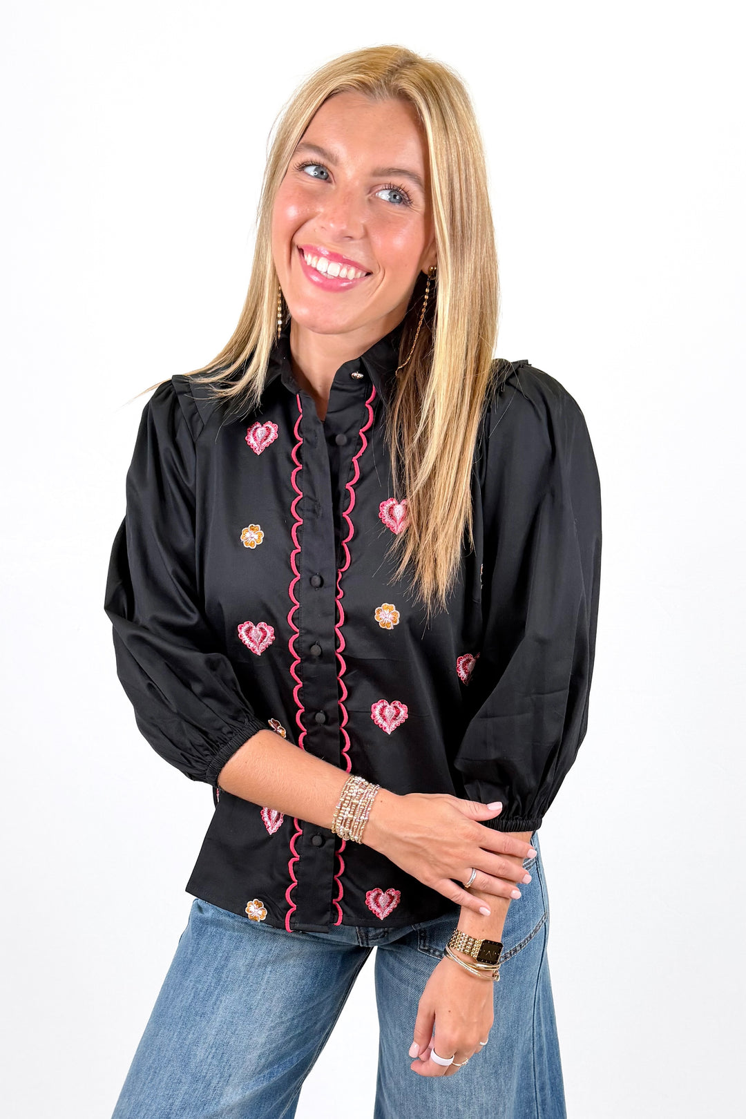 EMILY LOVELOCK: EDIE BLOUSE | BLACK EMBROIDERED