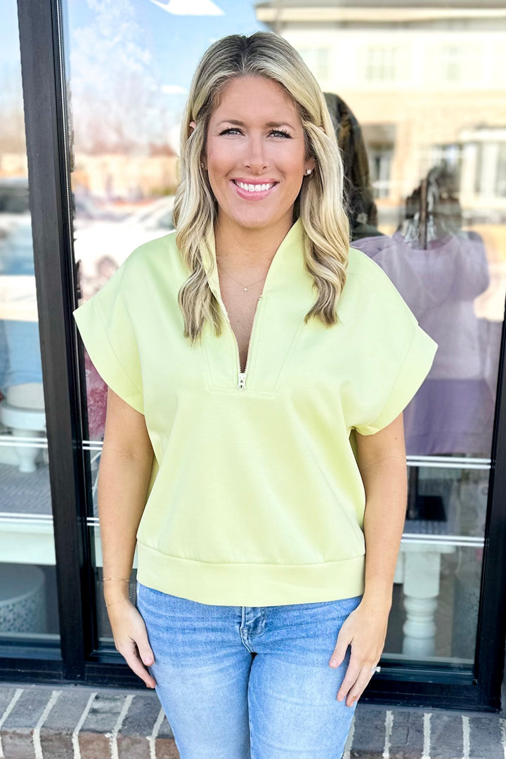 YELLOW HALF ZIP SCUBA TOP