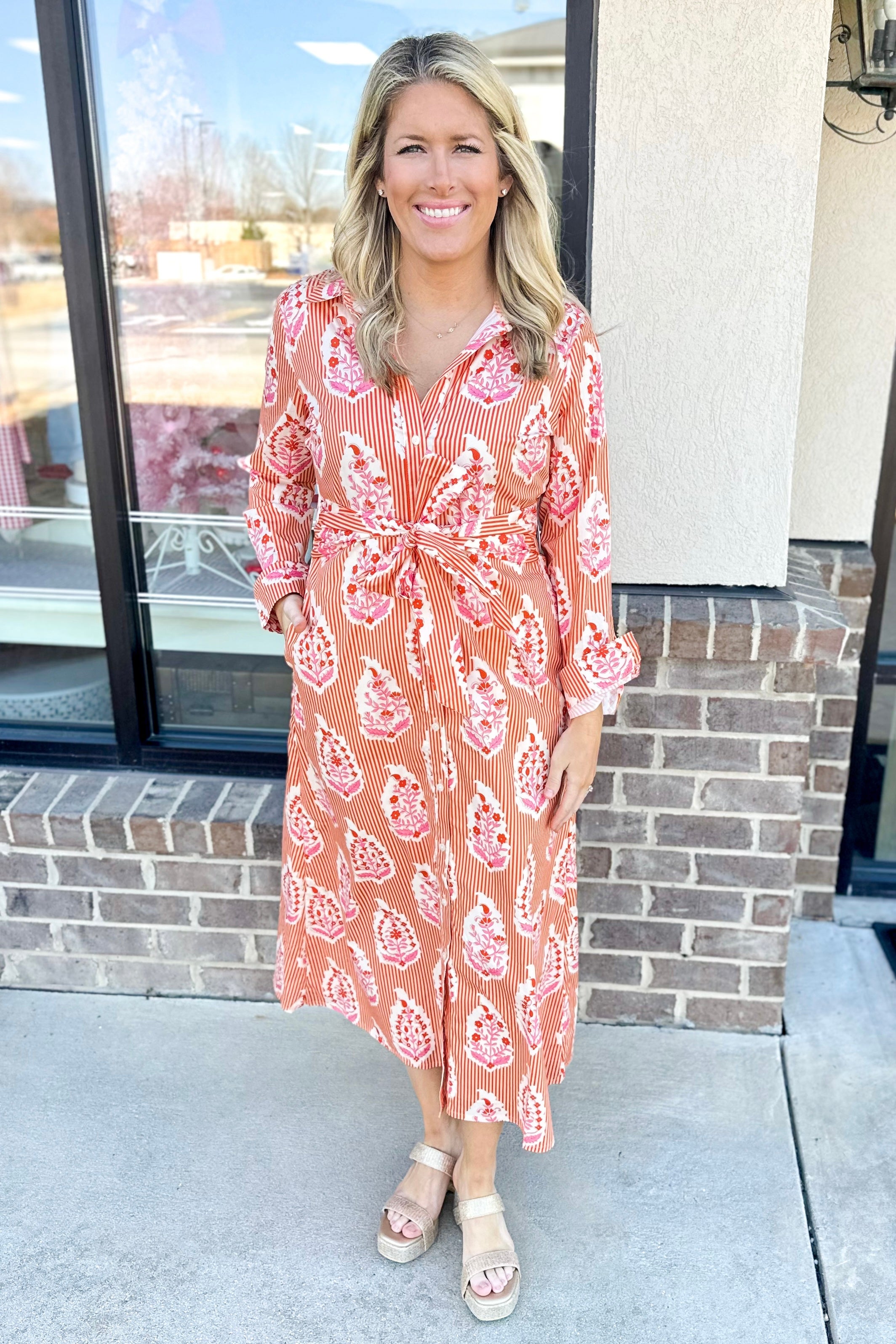 SPARTINA: MARIANNE SHIRT DRESS | RICHMOND HILL STRIPE FLORAL MOTIF