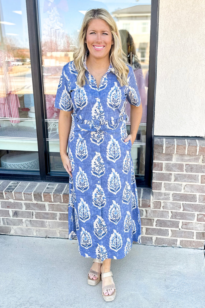 SPARTINA: RIVER MIDI DRESS | OGEECHEE FLORAL MOTIF