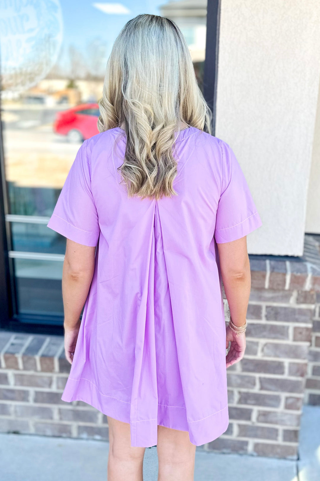 LILAC SHORT SLEEVE SHIFT DRESS