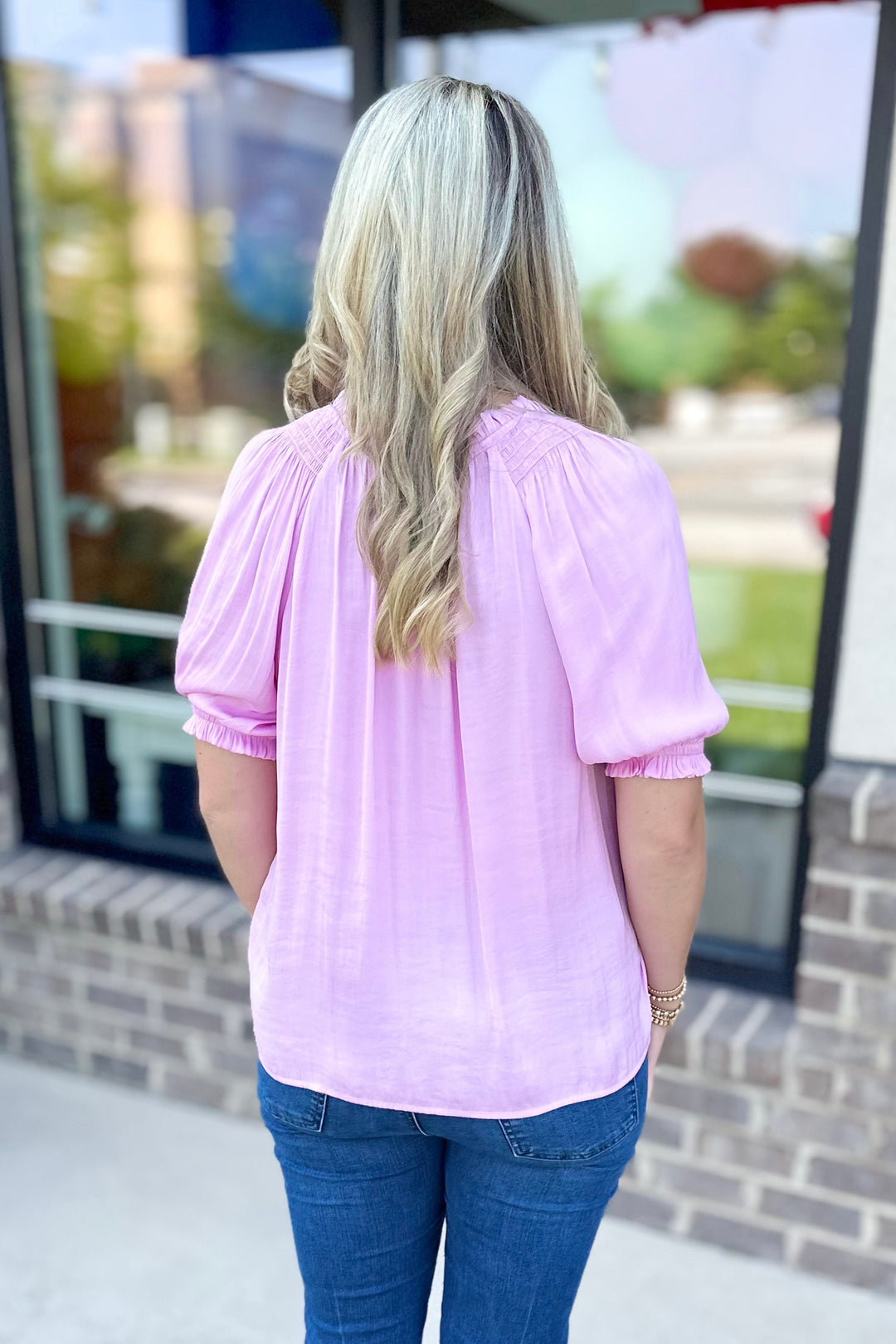 PASTEL PINK SATIN RUFFLE TRIM DETAIL TOP