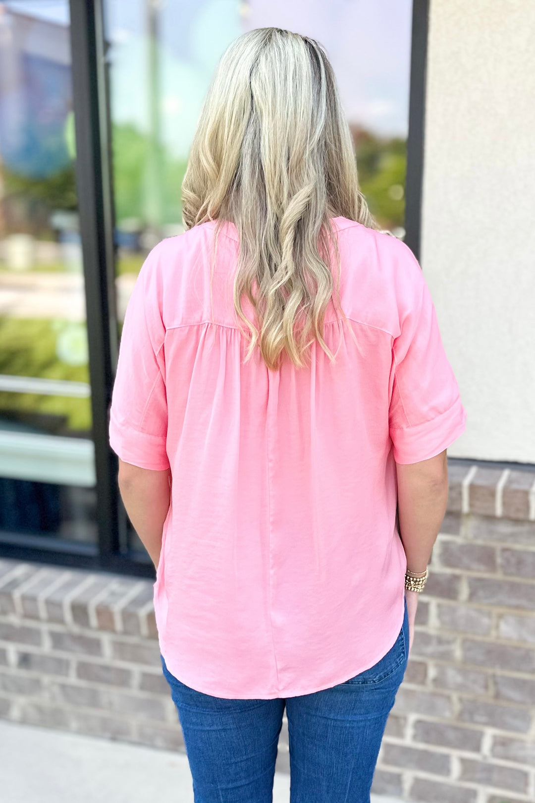 PINK FLUTTER SLEEVE TOP