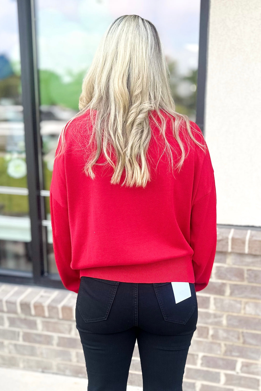 RED GEORGIA SCRIPT SWEATER