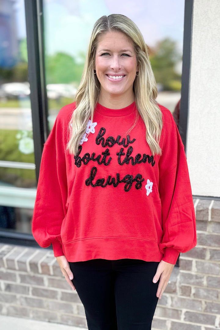 GEORGIA GLITTER SCRIPT BALLOON PULLOVER