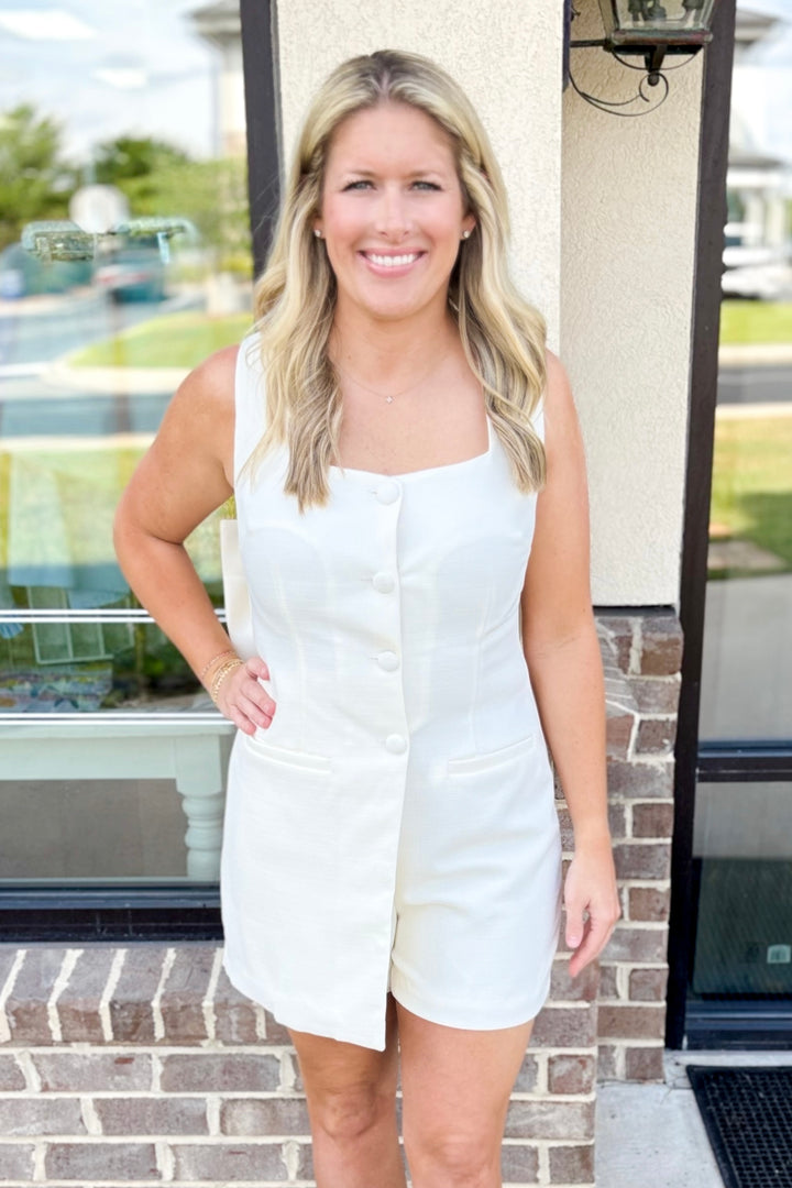 WHITE BOW BACK ROMPER