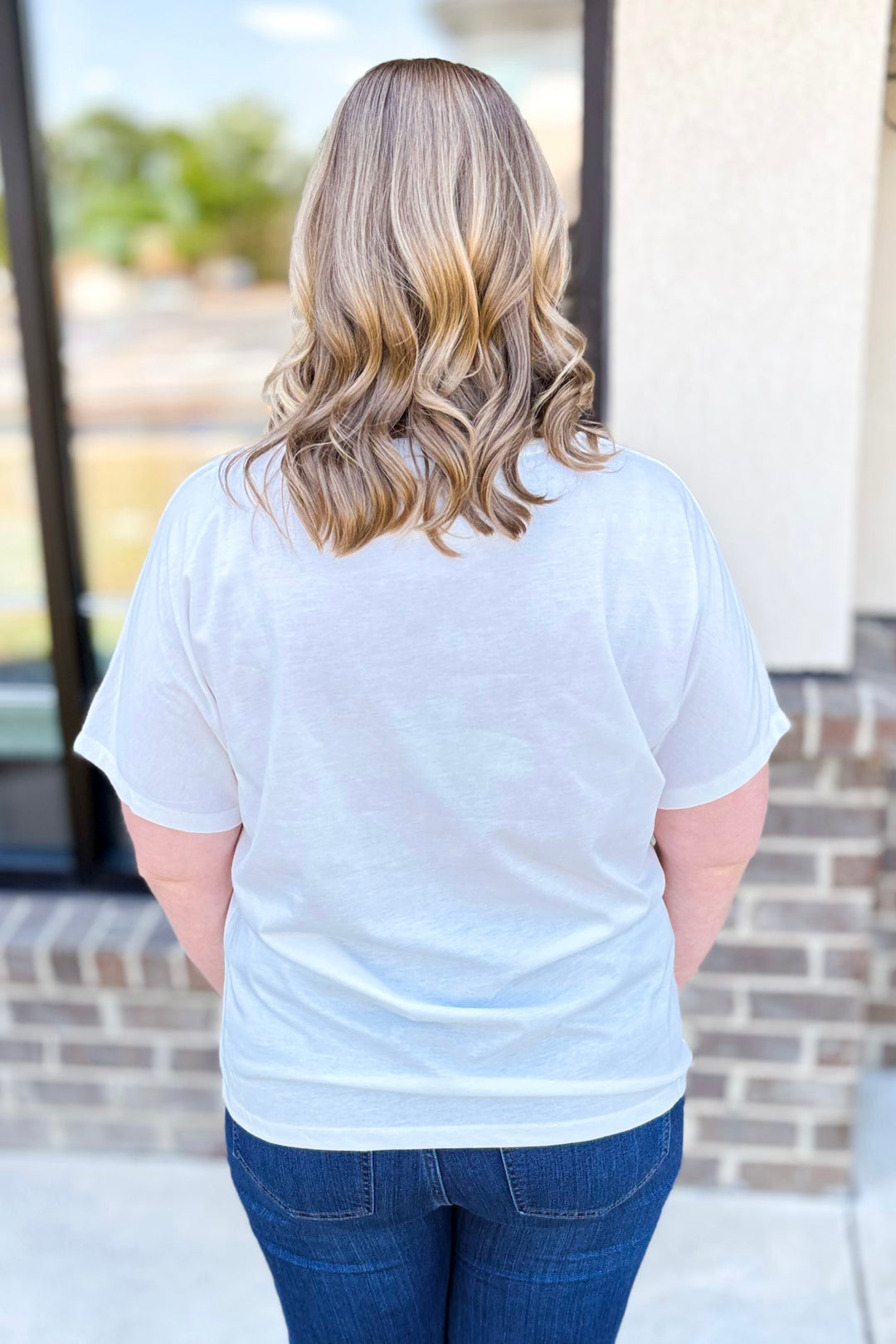 WHITE USA GLITTER SCRIPT TSHIRT