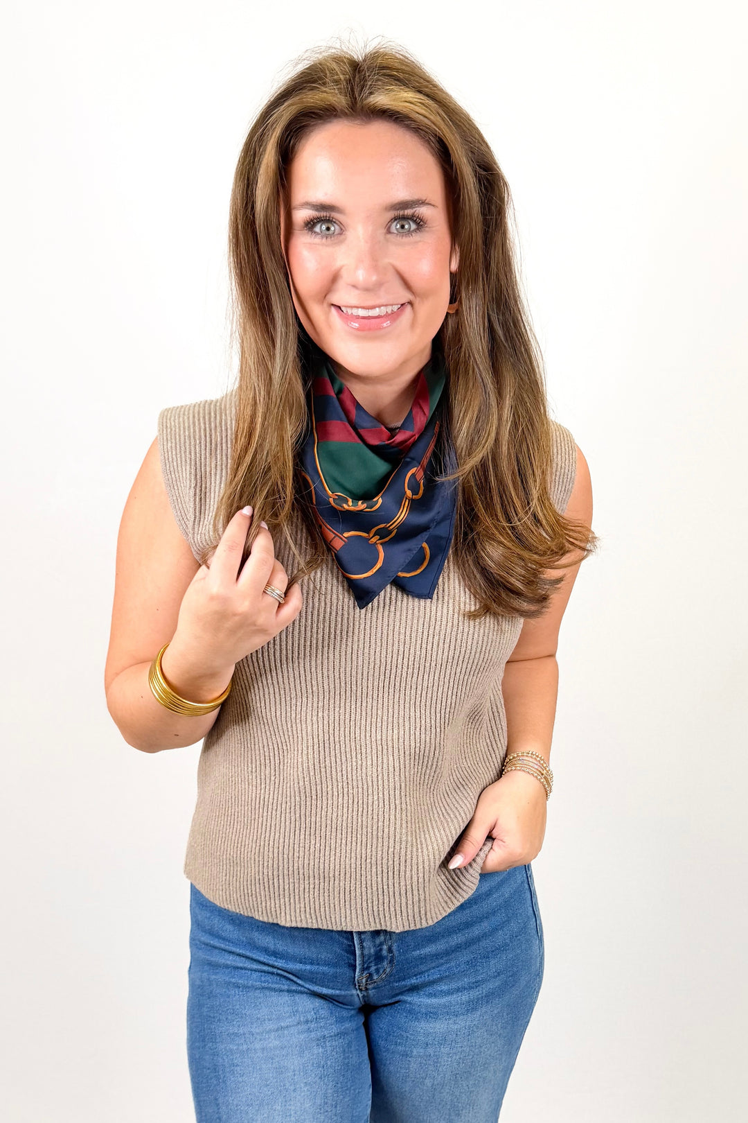 MOCHA RIBBED SLEEVELESS SWEATER