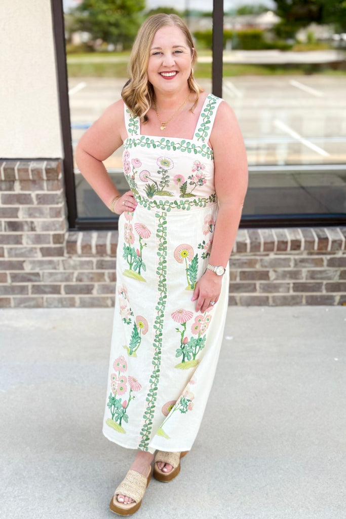 couco floral linen midi dress NEW Reformation Coucou Midi Linen Dress Hanna White Blue Floral | US 4 UK 8