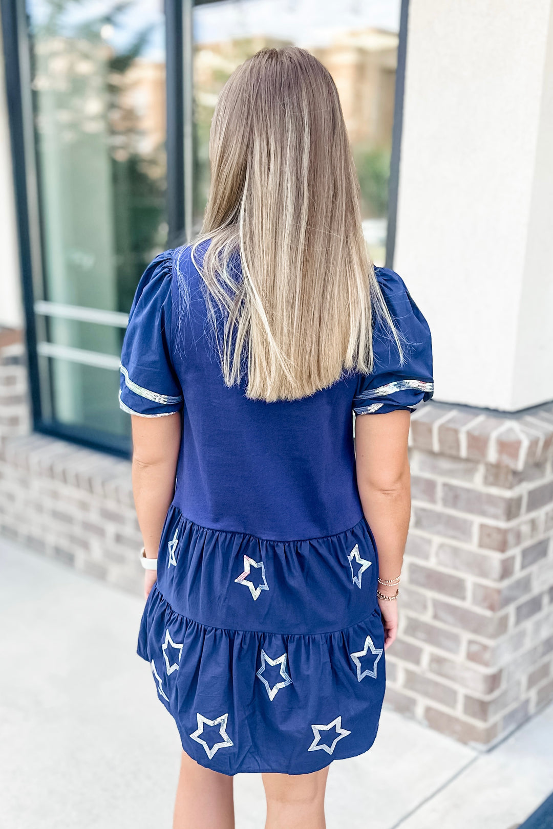 NAVY & SILVER SEQUIN GAME DAY DRESS