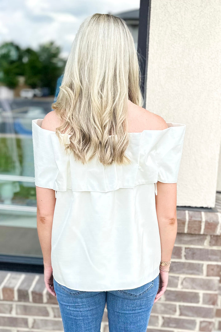 IVORY BIG BOW OFF SHOULDER TOP