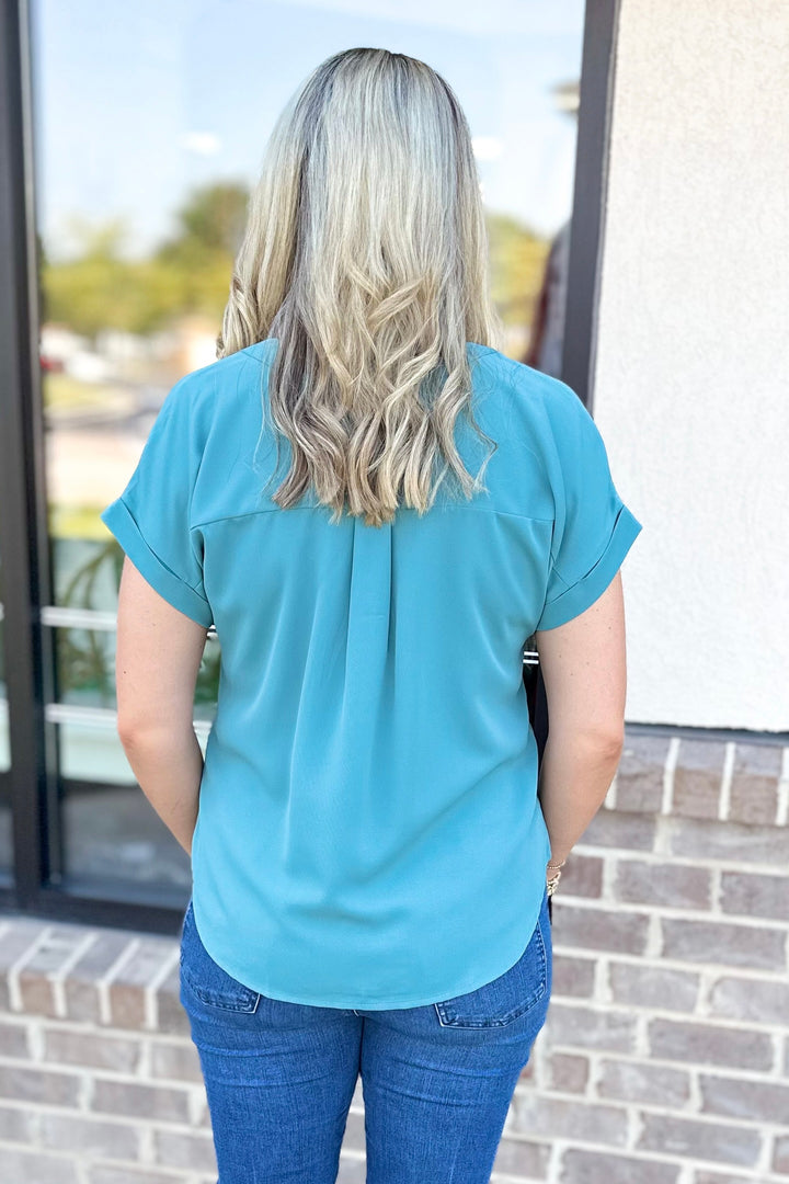 TEAL VNECK BLOUSE