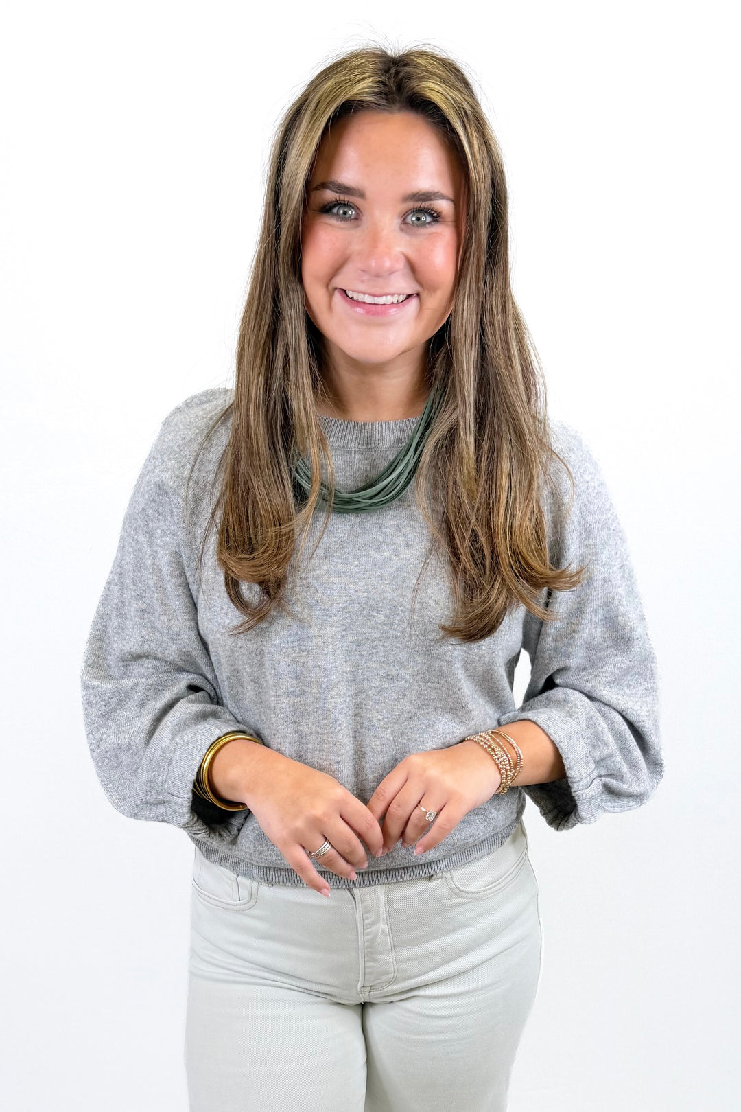 GREY CASHMERE BLEND RAGLAN SLEEVE SWEATER