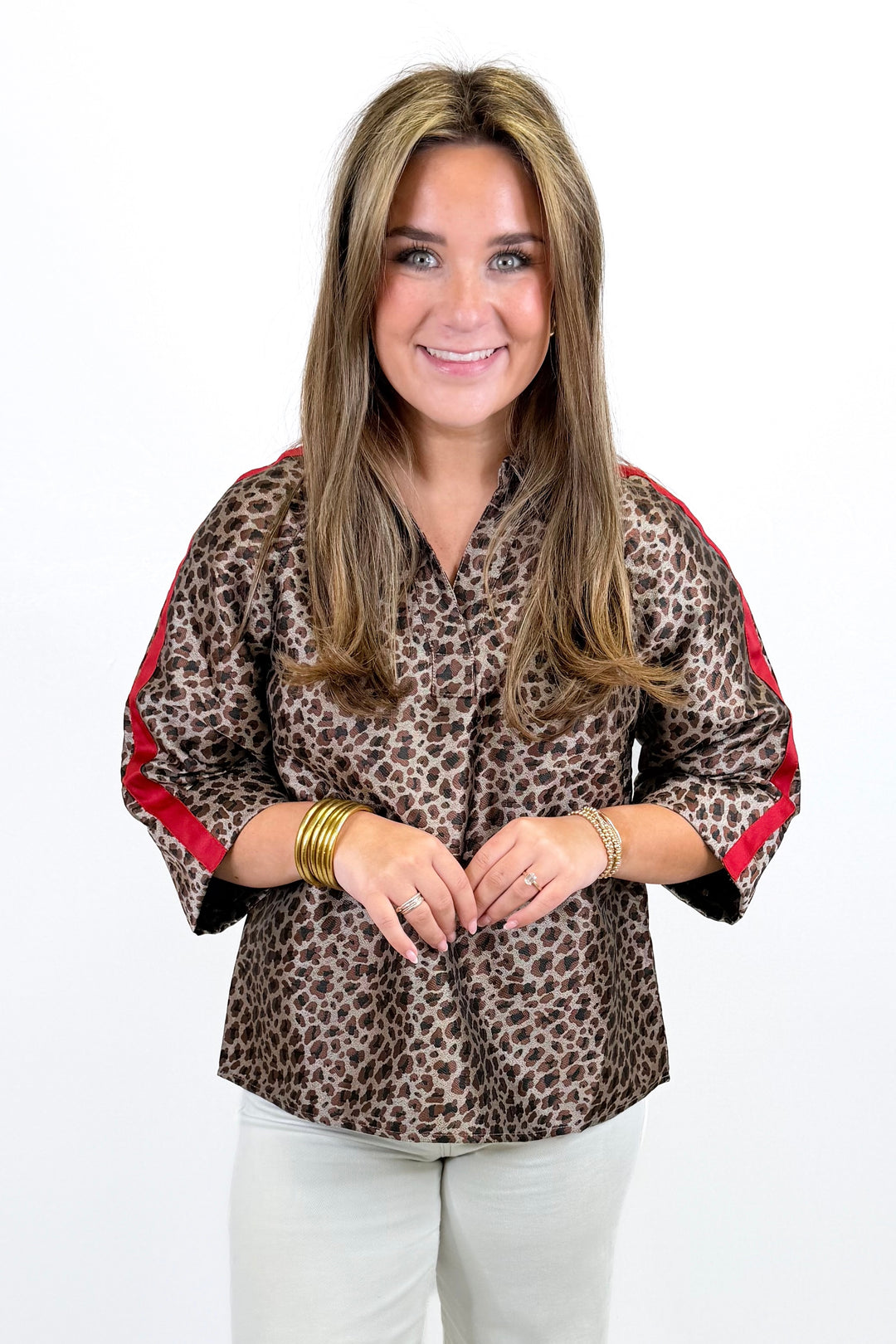 BLACK &amp; BROWN LEOPARD VNECK COLLAR TOP