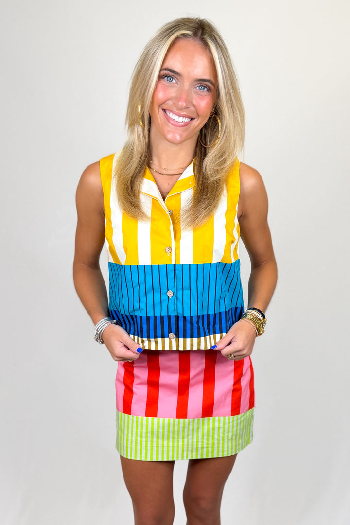 KARLIE: MULTI STRIPE SLEEVELESS TOP & SKIRT SET