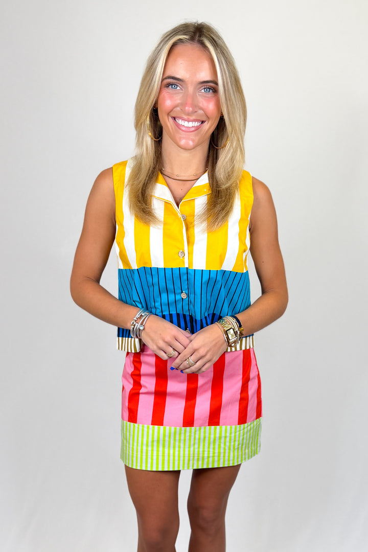 KARLIE: MULTI STRIPE SLEEVELESS TOP & SKIRT SET