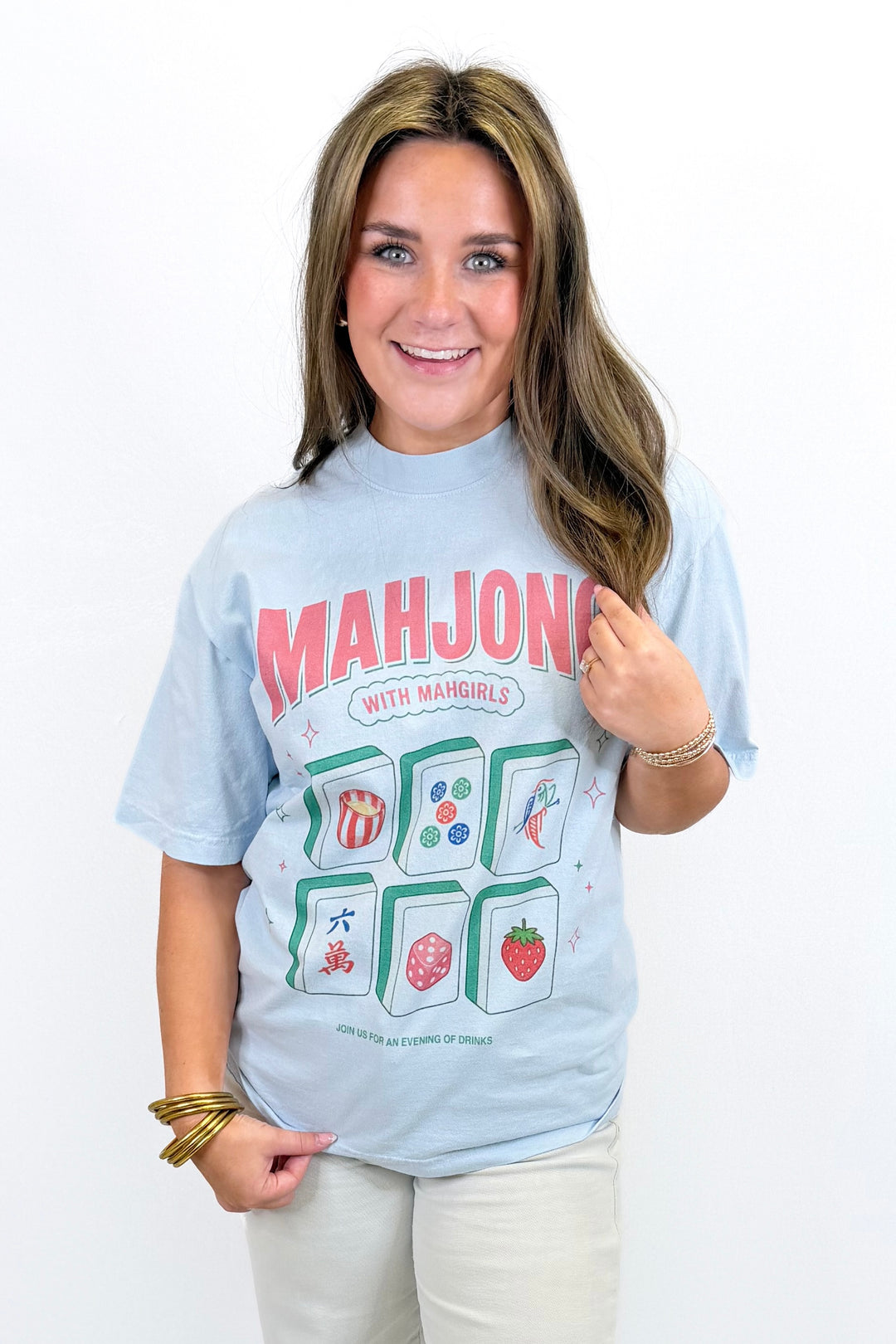 BLUE MAHJONG GRAPHIC TEE