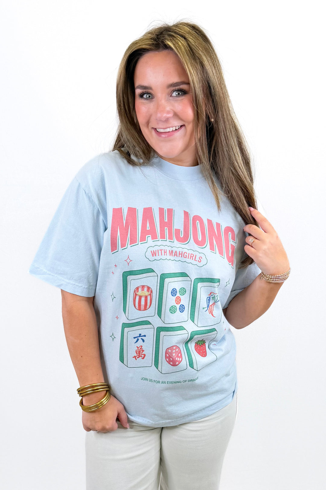 BLUE MAHJONG GRAPHIC TEE