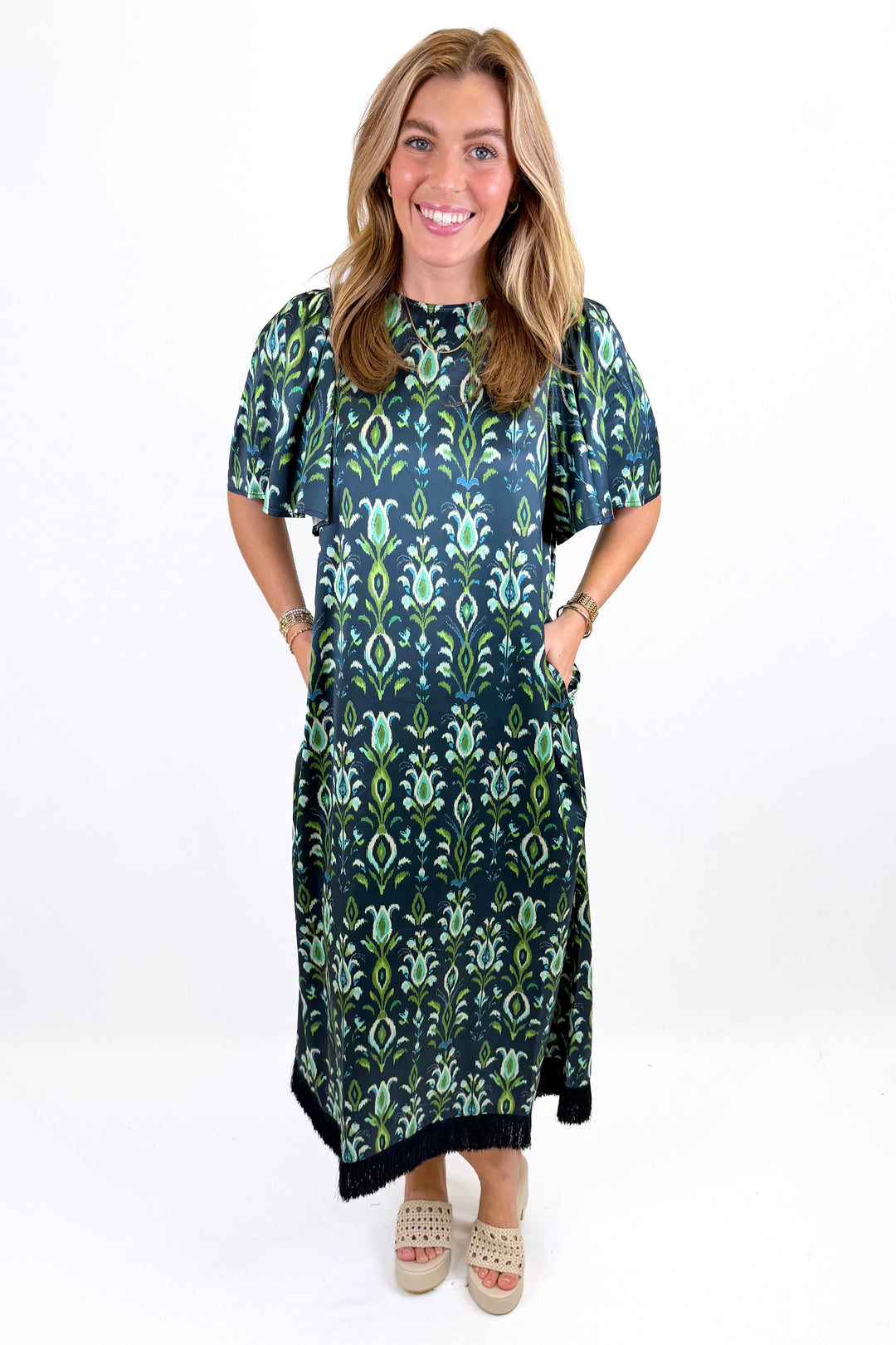 BROOKS AVE: PEACOCK NAVY GEORGIA DRESS
