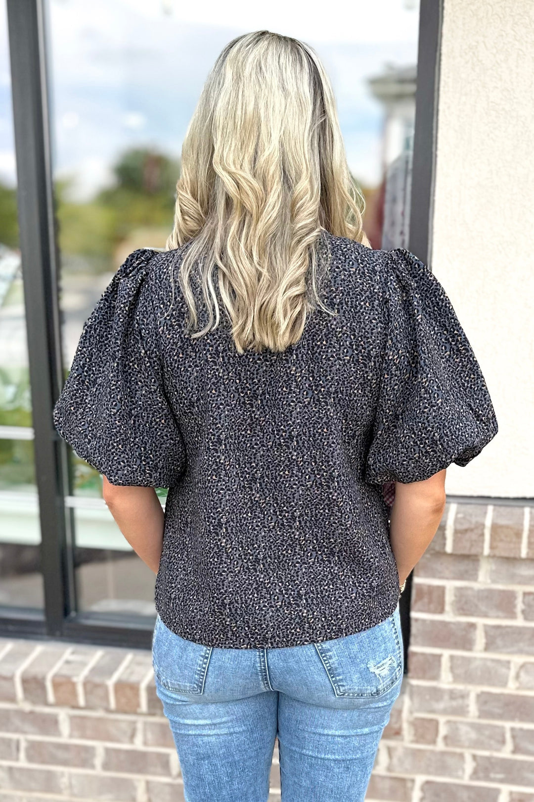 NAVY & MUSTARD CHEETAH PRINT TOP