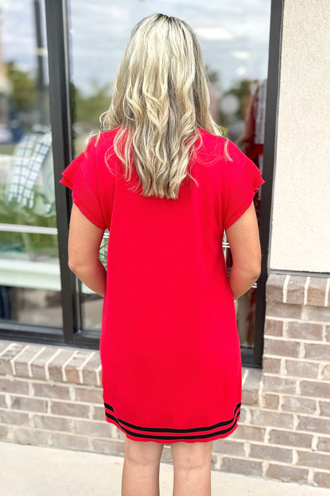 RED & BLACK GAME DAY SCRIPT DRESS