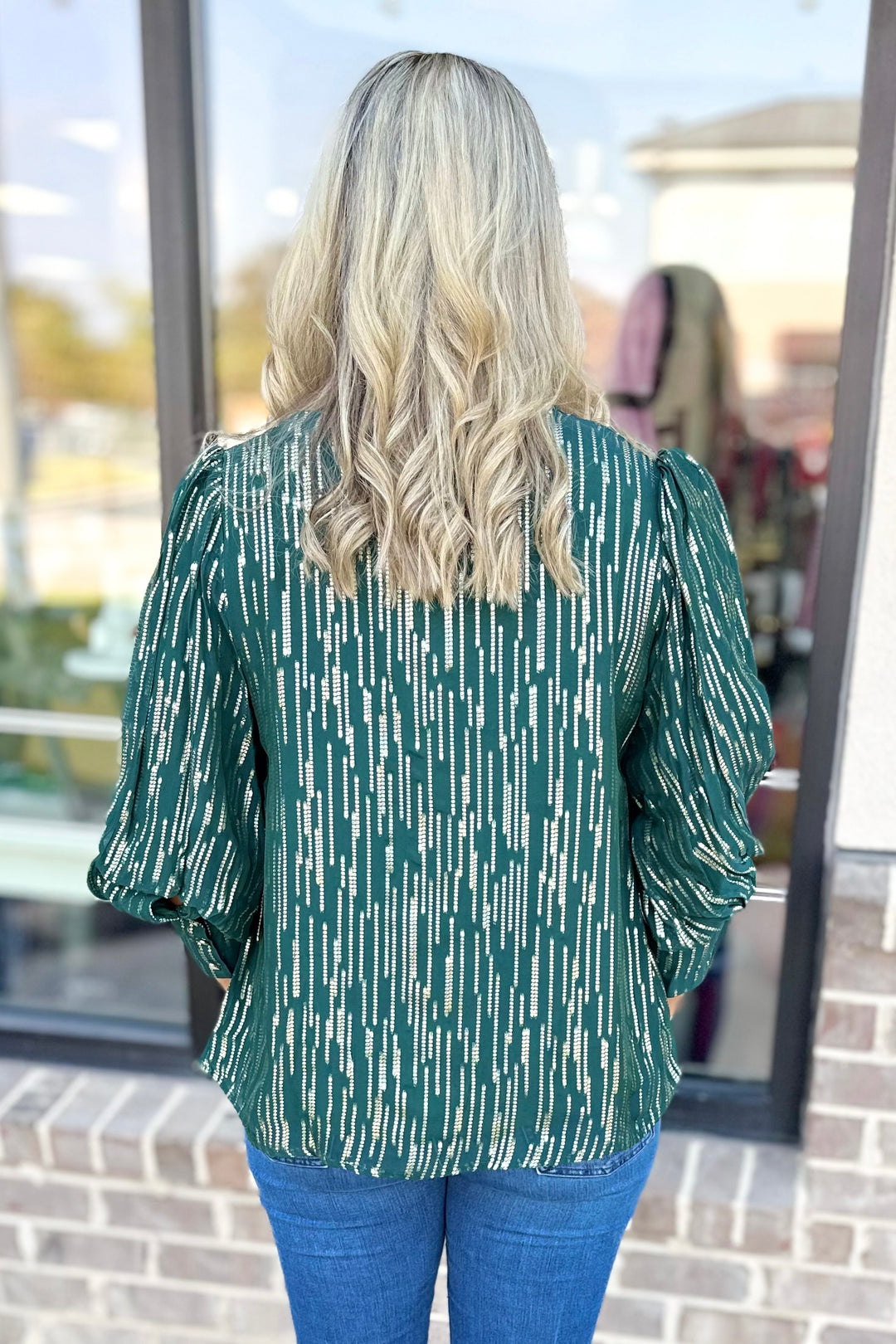 EMILY LOVELOCK: DEEP EMERALD METALLIC HAILEY TOP