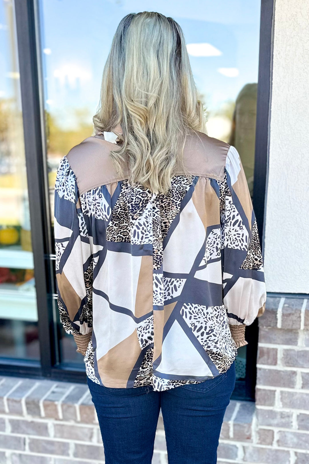 MOCHA ANIMAL PRINT MIX PRINT TOP