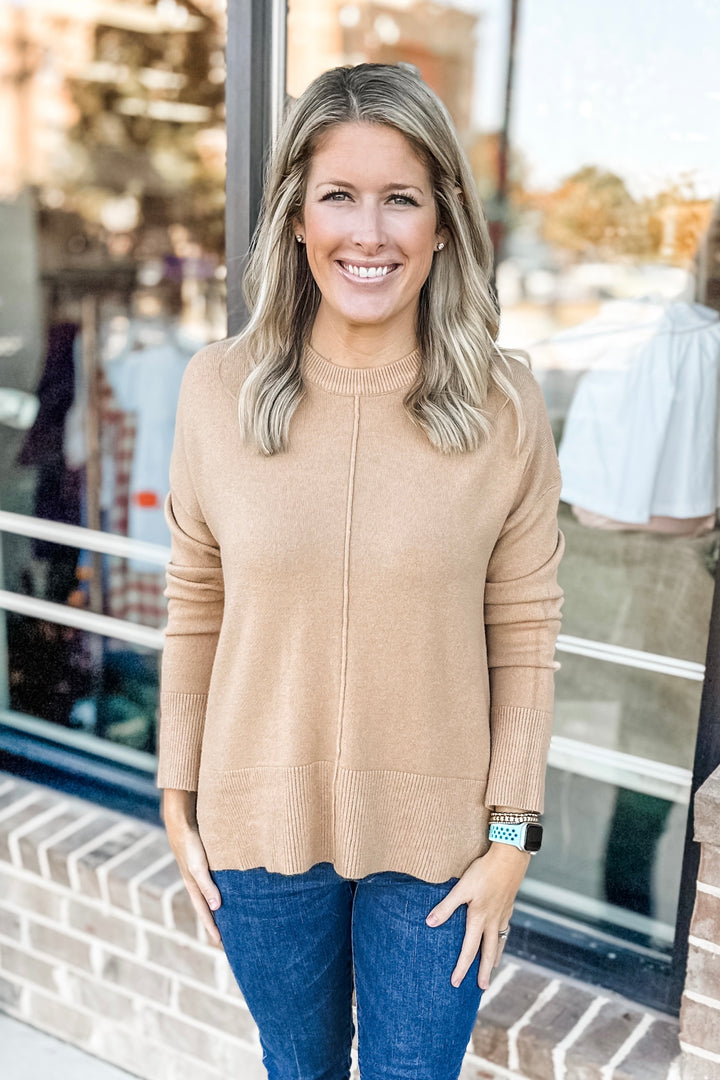 TAUPE OVERSIZED TUNIC SWEATER