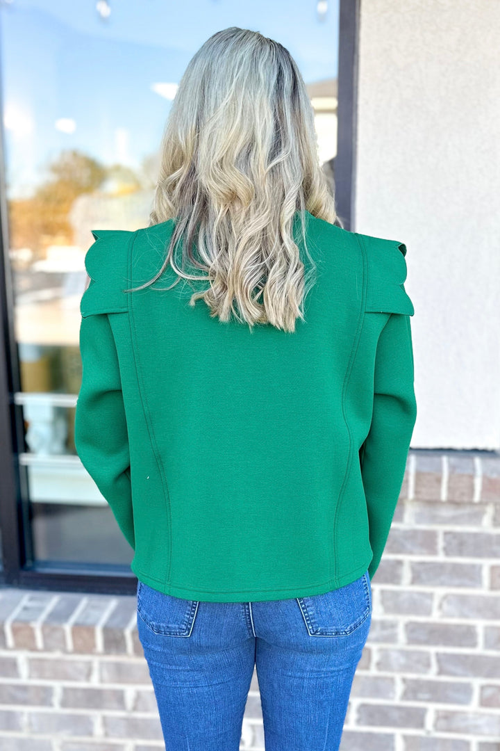 GREEN SCALLOP TRIM SCUBA TOP