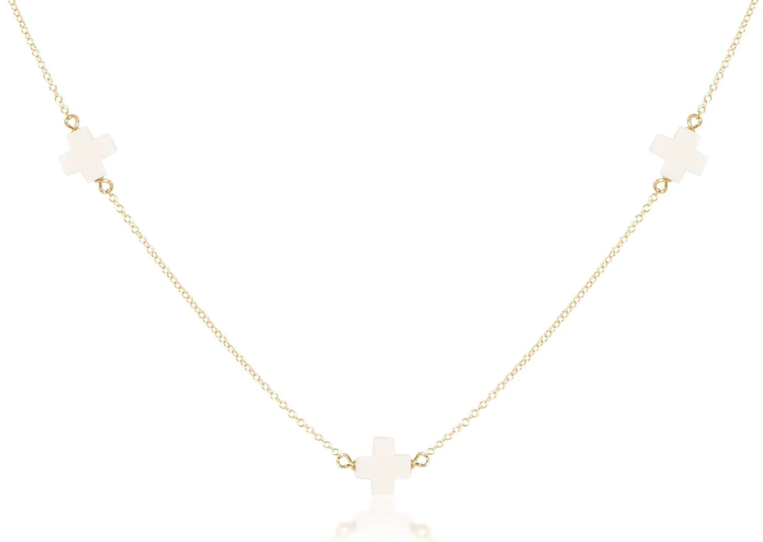 14kt gold-filled chain and our signature cross SPACED EVENLY APART AROUND NECKLACE