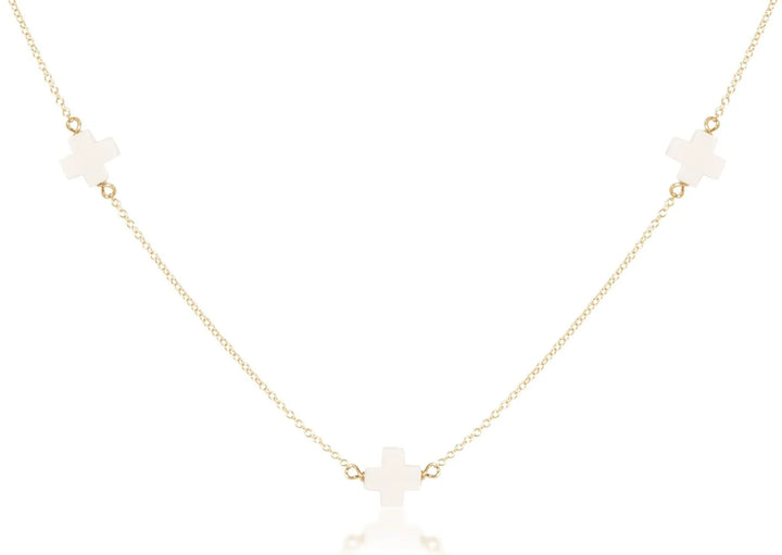 14kt gold-filled chain and our signature cross SPACED EVENLY APART AROUND NECKLACE