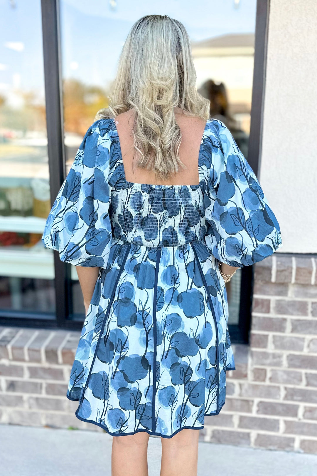 NAVY WATERCOLOR SPOT BABYDOLL DRESS