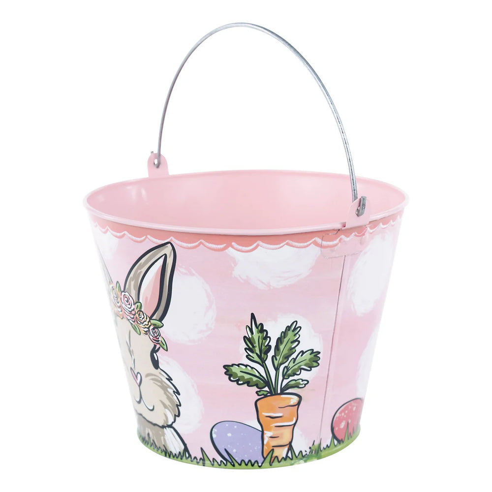 Pink Rabbit Easter Egg Pail – Kids Easter Basket with Bunny Design | Walker Boutique