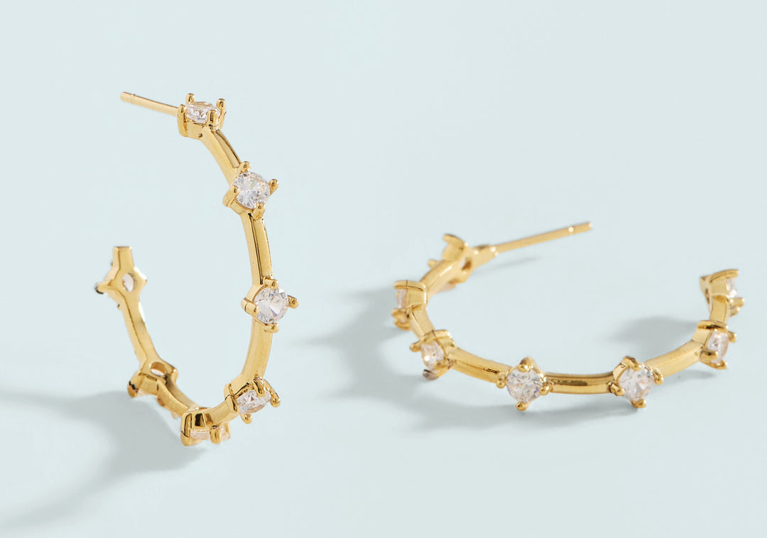 CRYSTAL SPANISH WELLS HOOP EARRINGS, 25mm