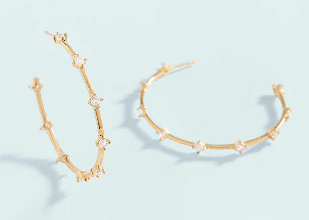 CRYSTAL SPANISH WELLS HOOP EARRINGS, 45mm