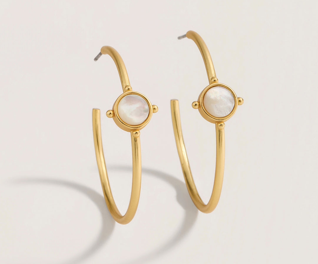 MOTHER-OF-PEARL BARONY HOOP EARRINGS