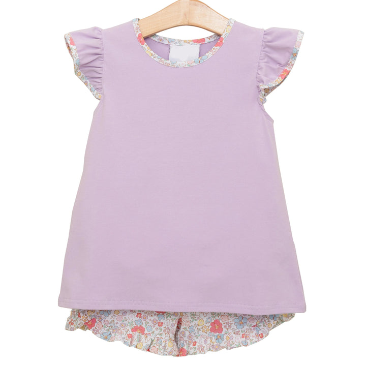 DAINTY FLORAL RUFFLE SHORT SET