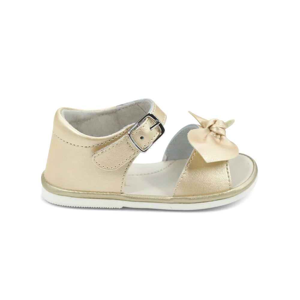 Champagne Jolie Bow Sandal - Baby Girl Champagne Bow Sandal - Walker Boutique