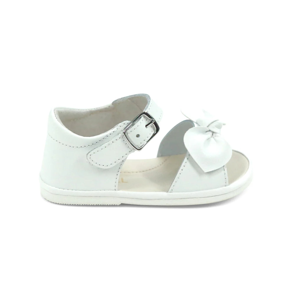 White Jolie Bow Sandal - Baby Girl White Bow Sandal - Walker Boutique