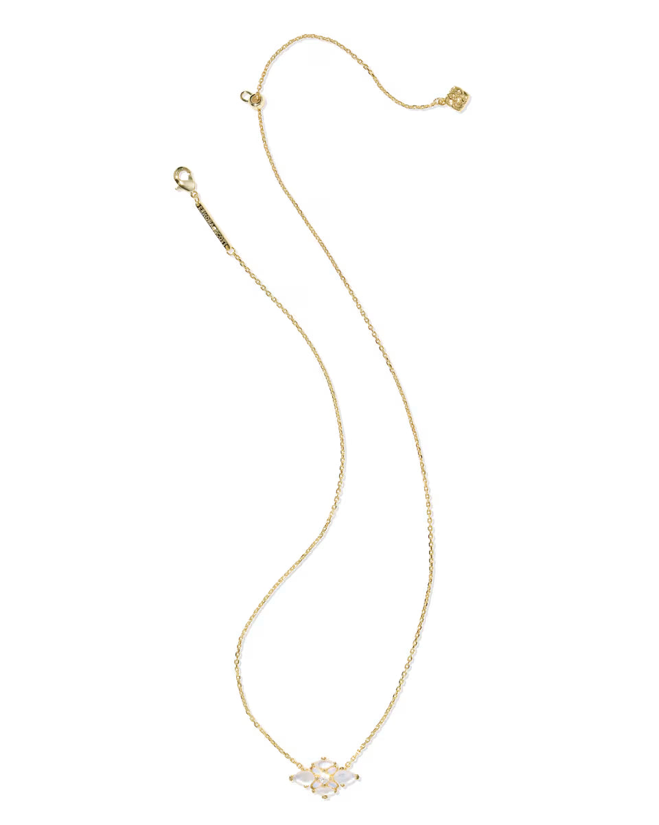 ABBIE CRYSTAL SHORT PENDANT NECKLACE, GOLD NEUTRAL MIX