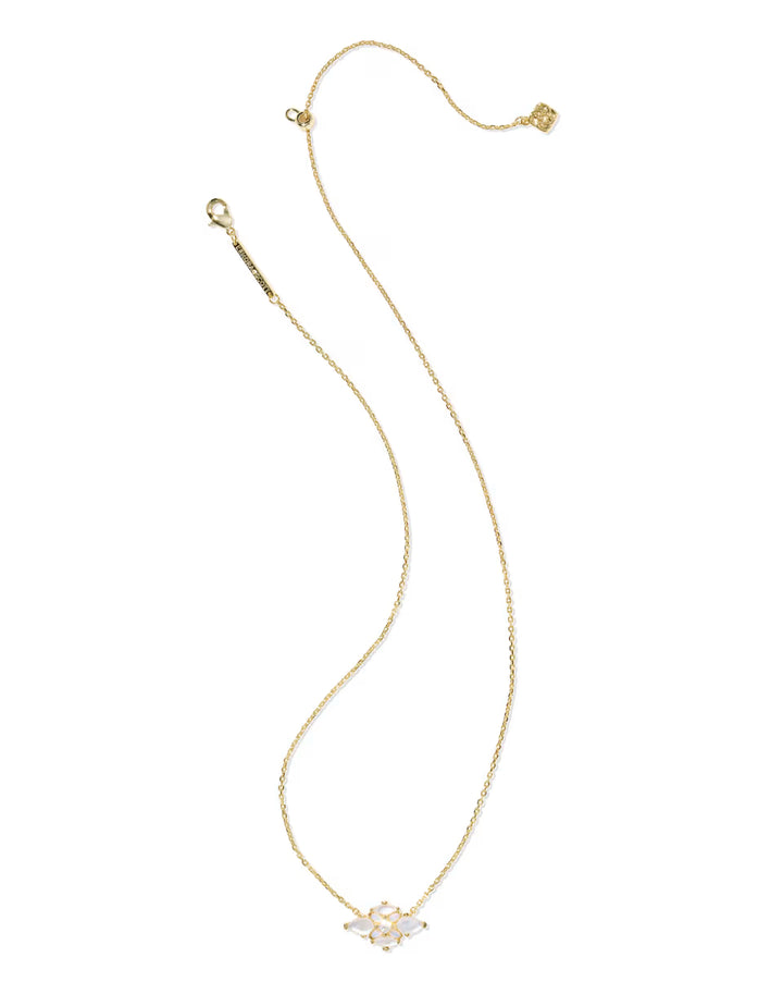 ABBIE CRYSTAL SHORT PENDANT NECKLACE, GOLD NEUTRAL MIX