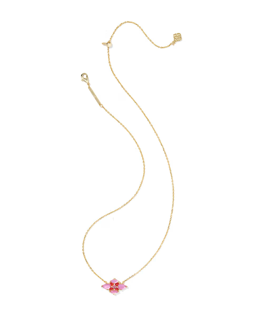 ABBIE CRYSTAL SHORT PENDANT NECKLACE, GOLD PINK MIX